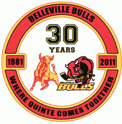Belleville Bulls 2010 anniversary logo iron on heat transfer